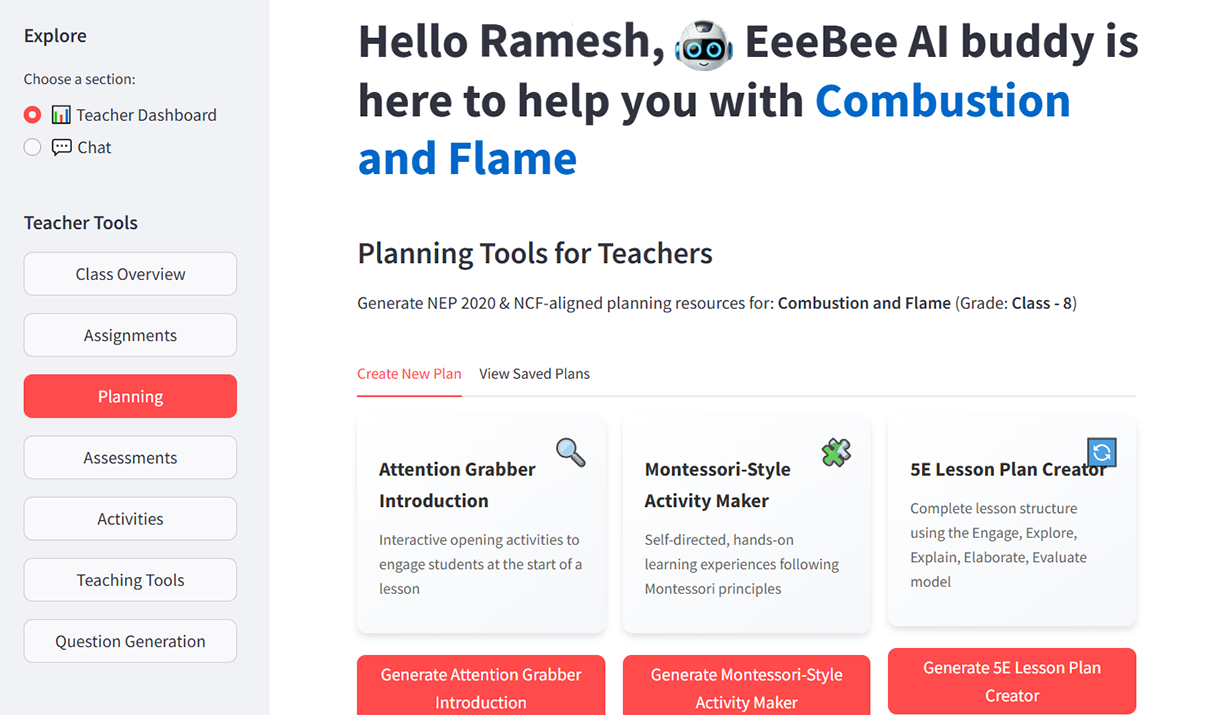 Teacher using an interactive dashboard in the classroom