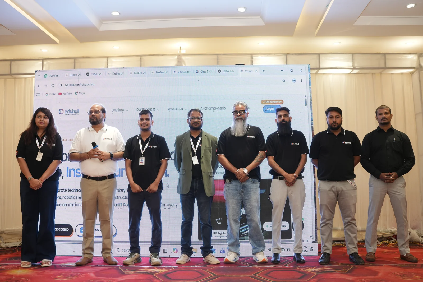 Edubull technology and academic implementation team on stage