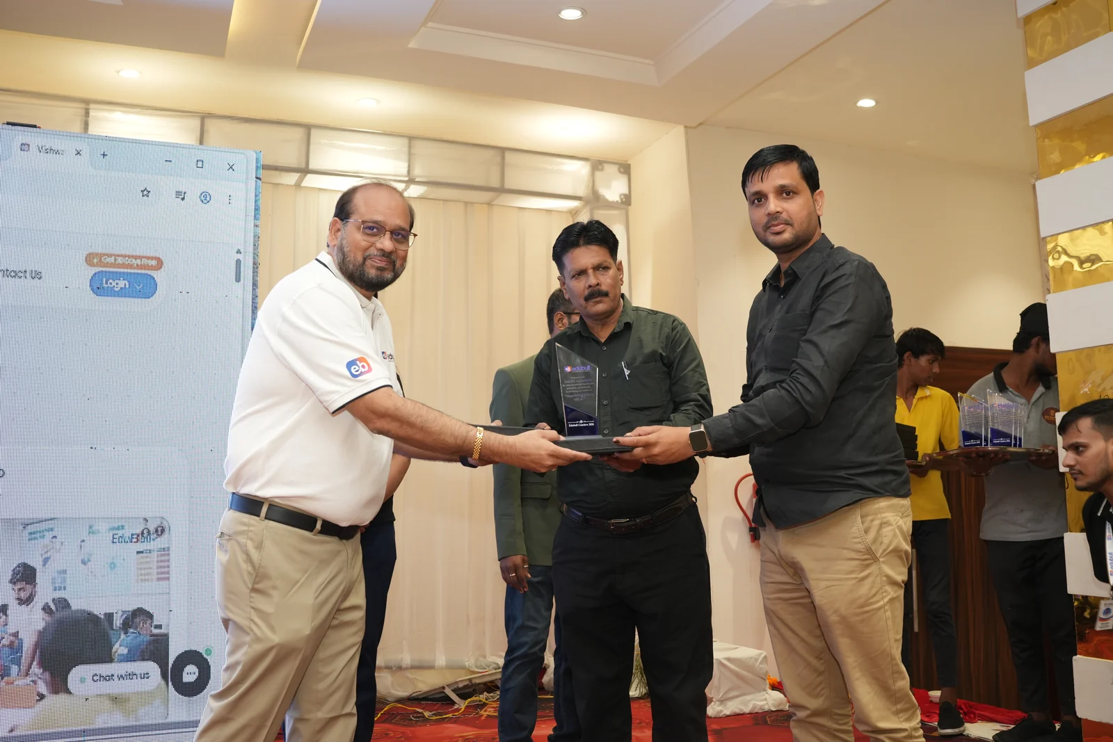 Partner school leadership felicitation with crystal trophy