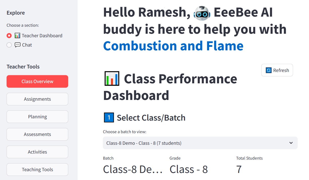 Teacher using the Edubull platform